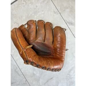 vintage baseball mitt brown leather